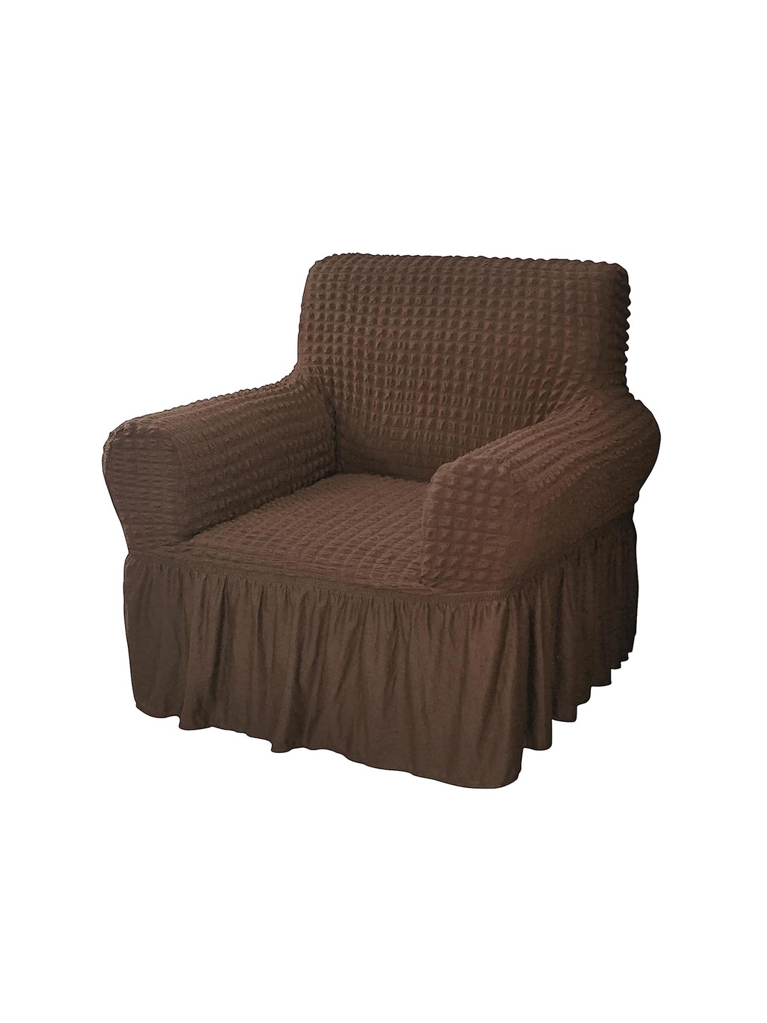 

HOUSE OF QUIRK Coffe Brown Textured 1-Seater Sofa Cover, Coffee brown