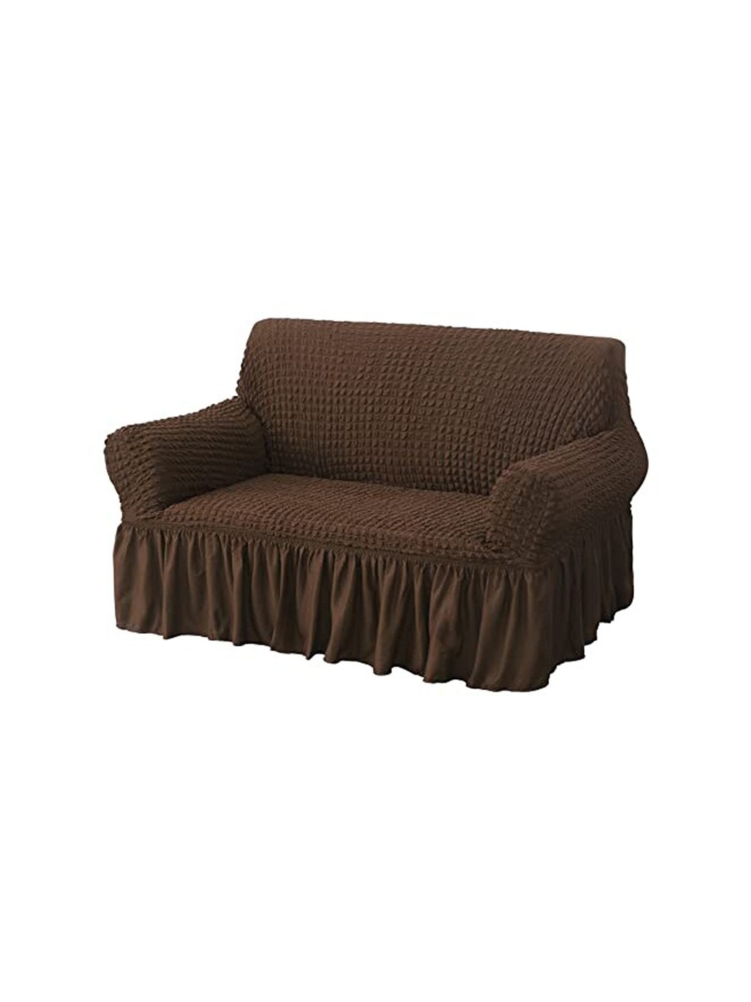 

HOUSE OF QUIRK Coffee Brown 3-Seater Sofa Cover With Skirt