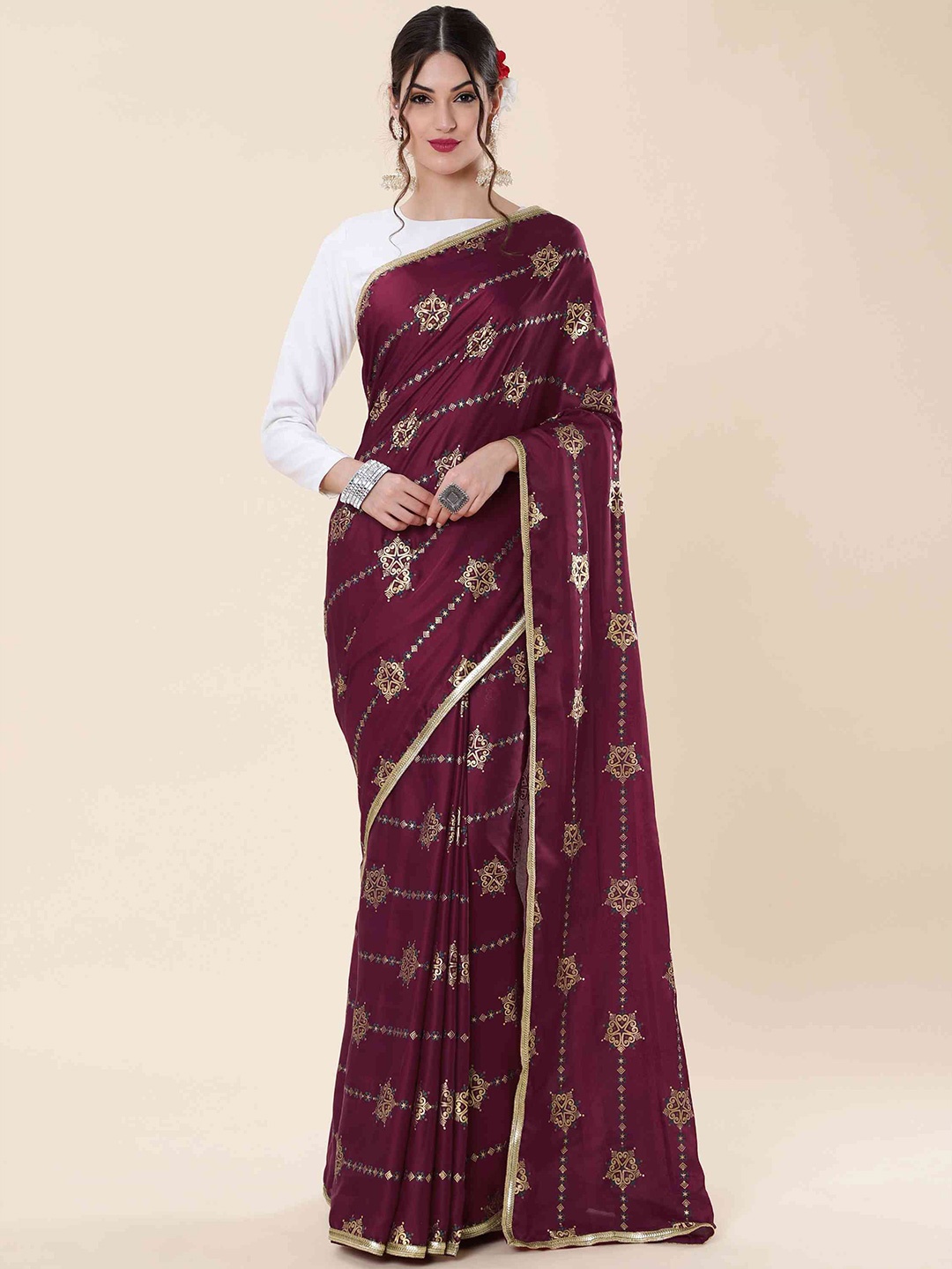 

elora Ethnic Motifs Zari Art Silk Bhagalpuri Saree, Maroon