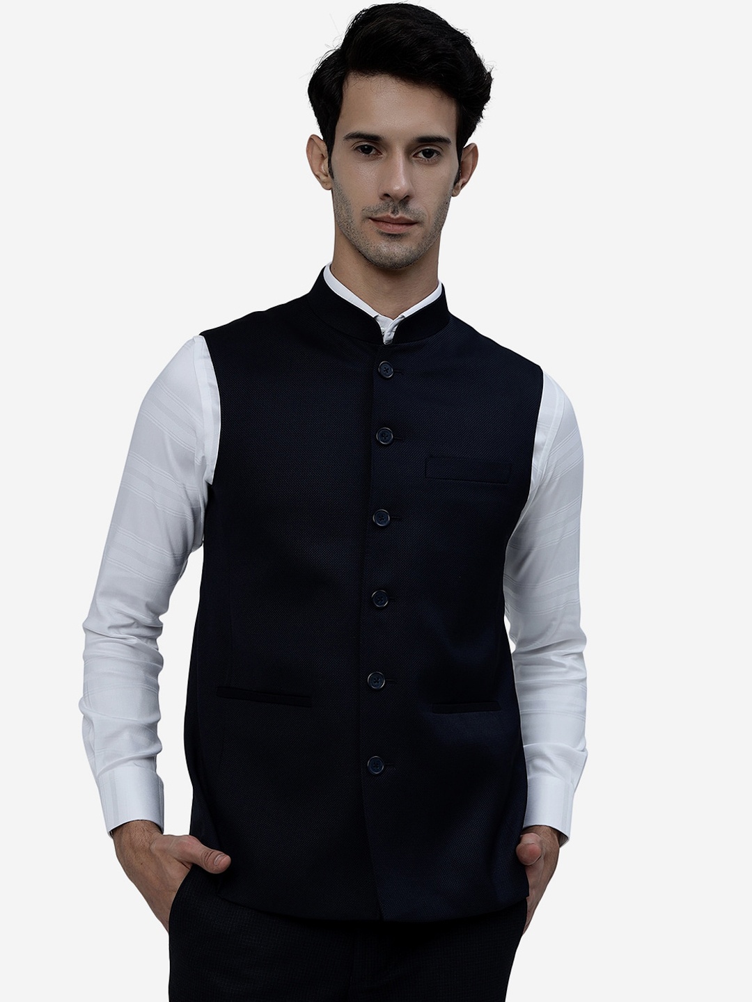 

MODI JACKET Mandarin Collar Nehru Jacket, Blue