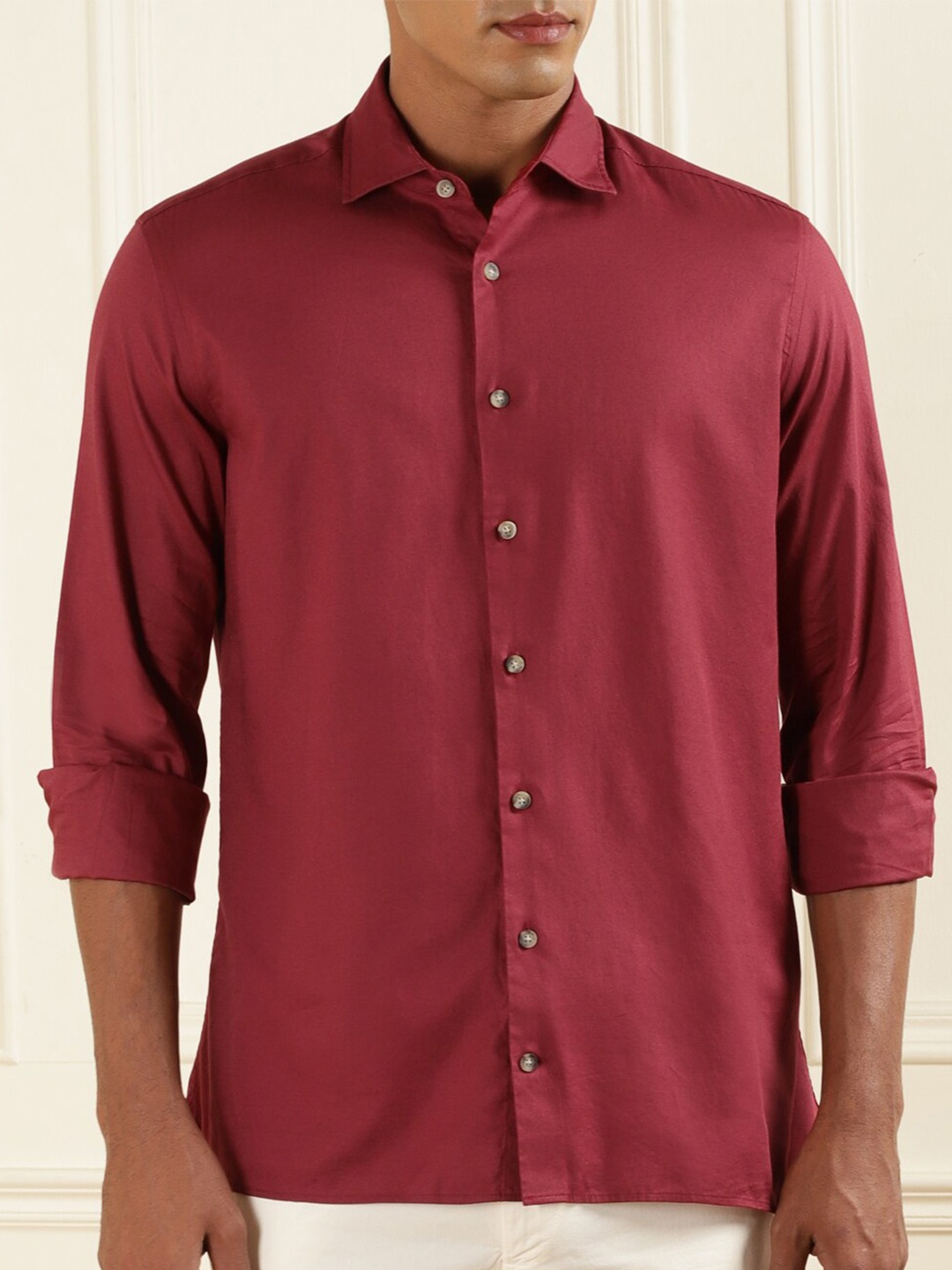 

HACKETT LONDON Opaque Cotton Casual Shirt, Maroon