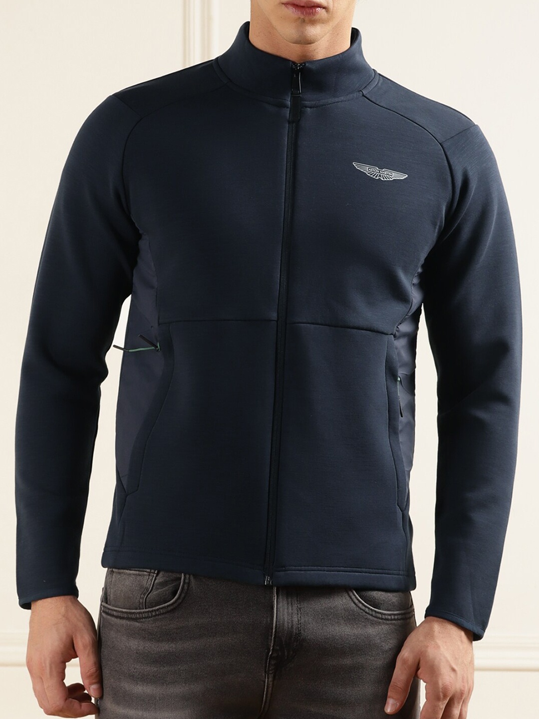 

HACKETT LONDON Stand Collar Longline Sporty Jacket, Navy blue