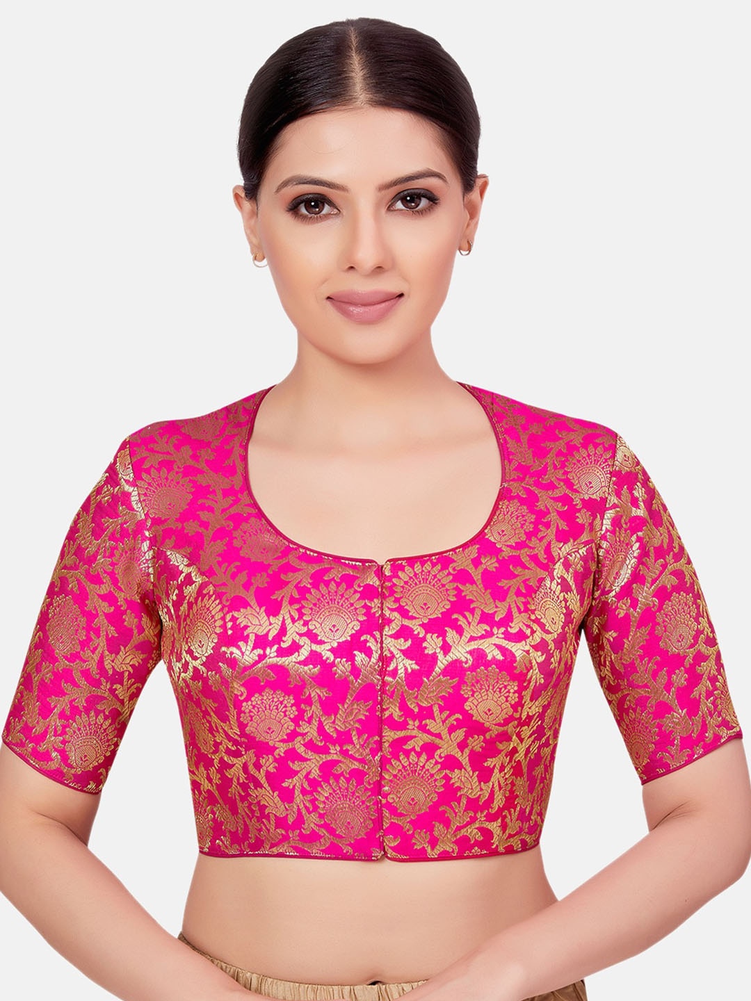 

Studio Shringaar Woven Design Brocade Saree Blouse, Pink