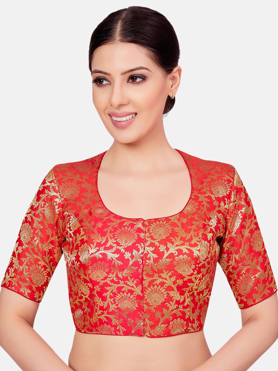

Studio Shringaar Woven Design Brocade Saree Blouse, Red