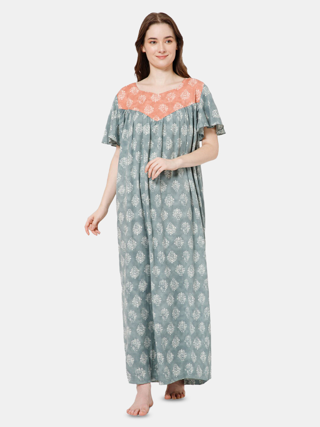 

NAIDU HALL Printed Maxi Nightdress, Green