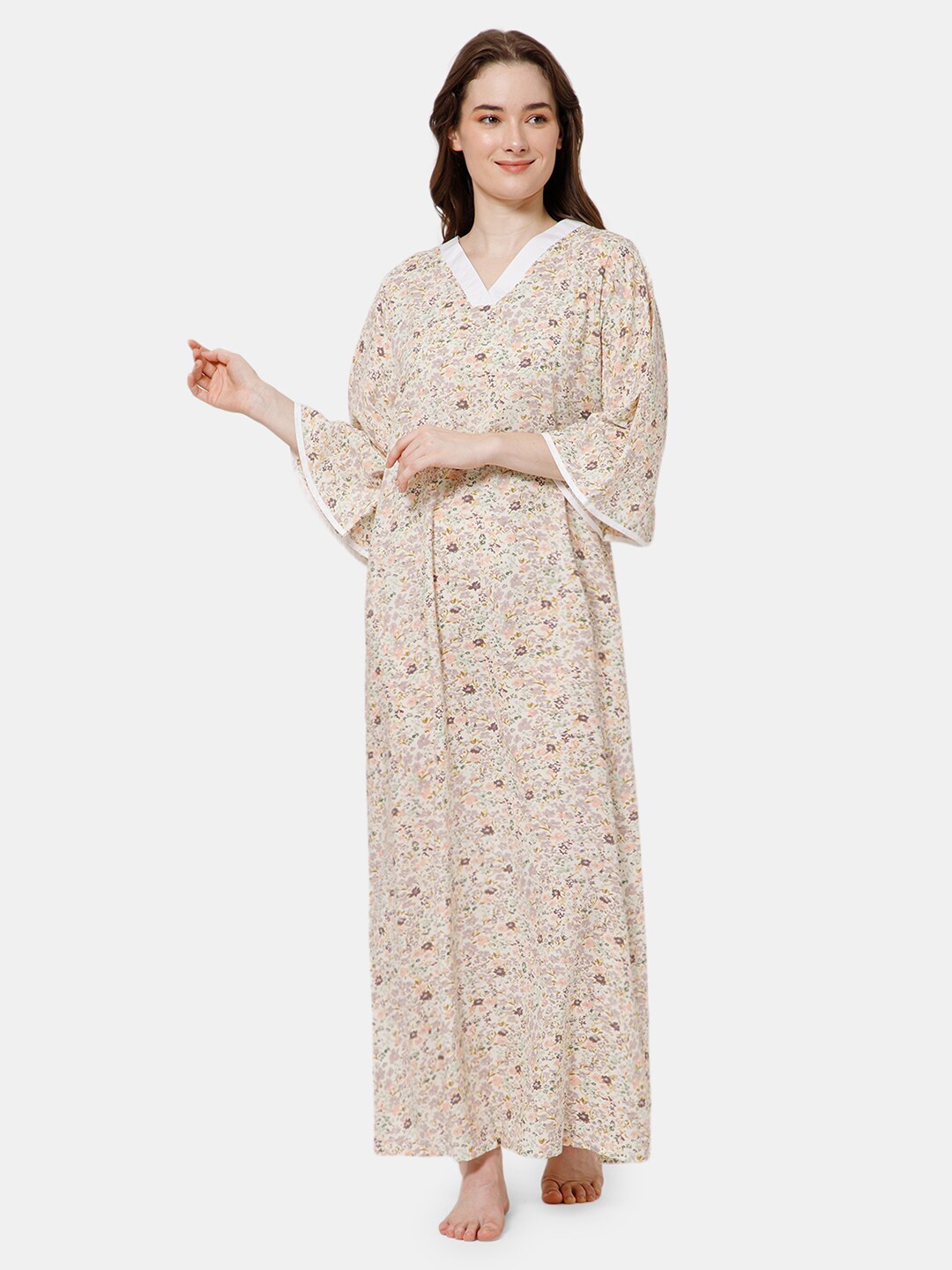 

NAIDU HALL Floral Printed V-Neck Maxi Nightdress, Purple