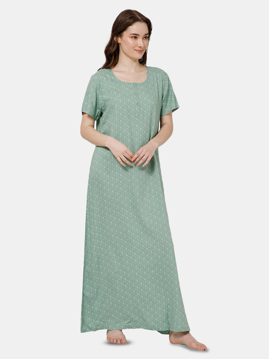 

NAIDU HALL Printed Maxi Nightdress, Green