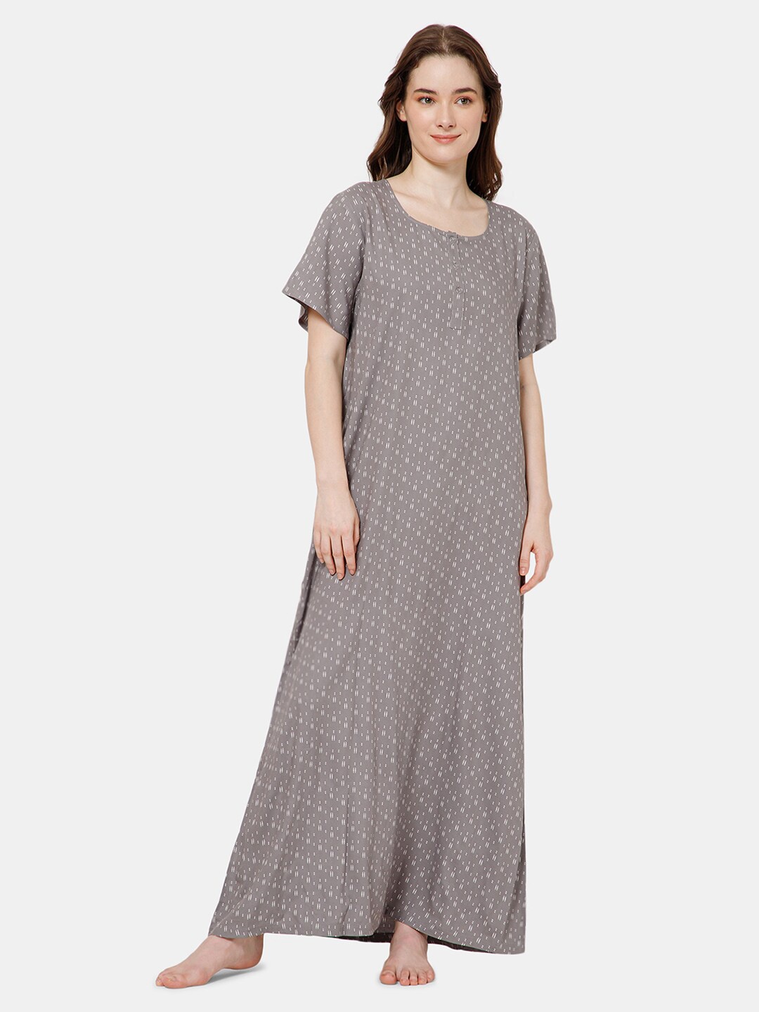 

NAIDU HALL Printed Maxi Nightdress, Grey