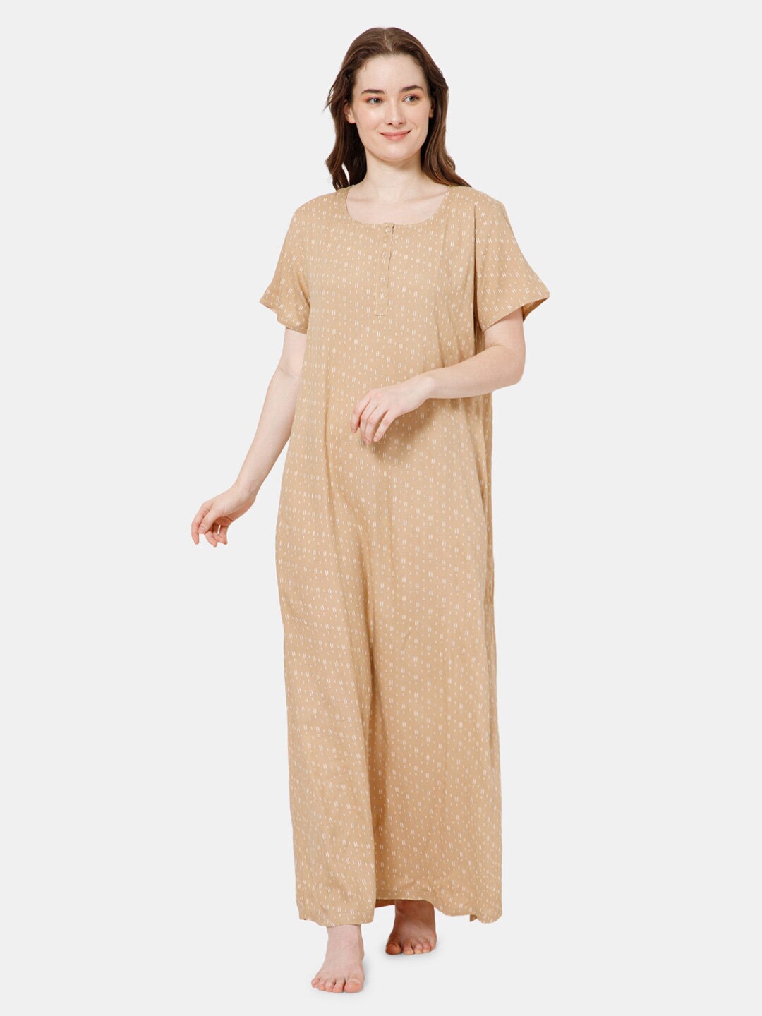 

NAIDU HALL Printed Maxi Nightdress, Beige