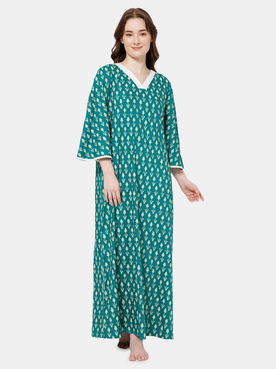 

NAIDU HALL Printed Maxi Nightdress, Teal