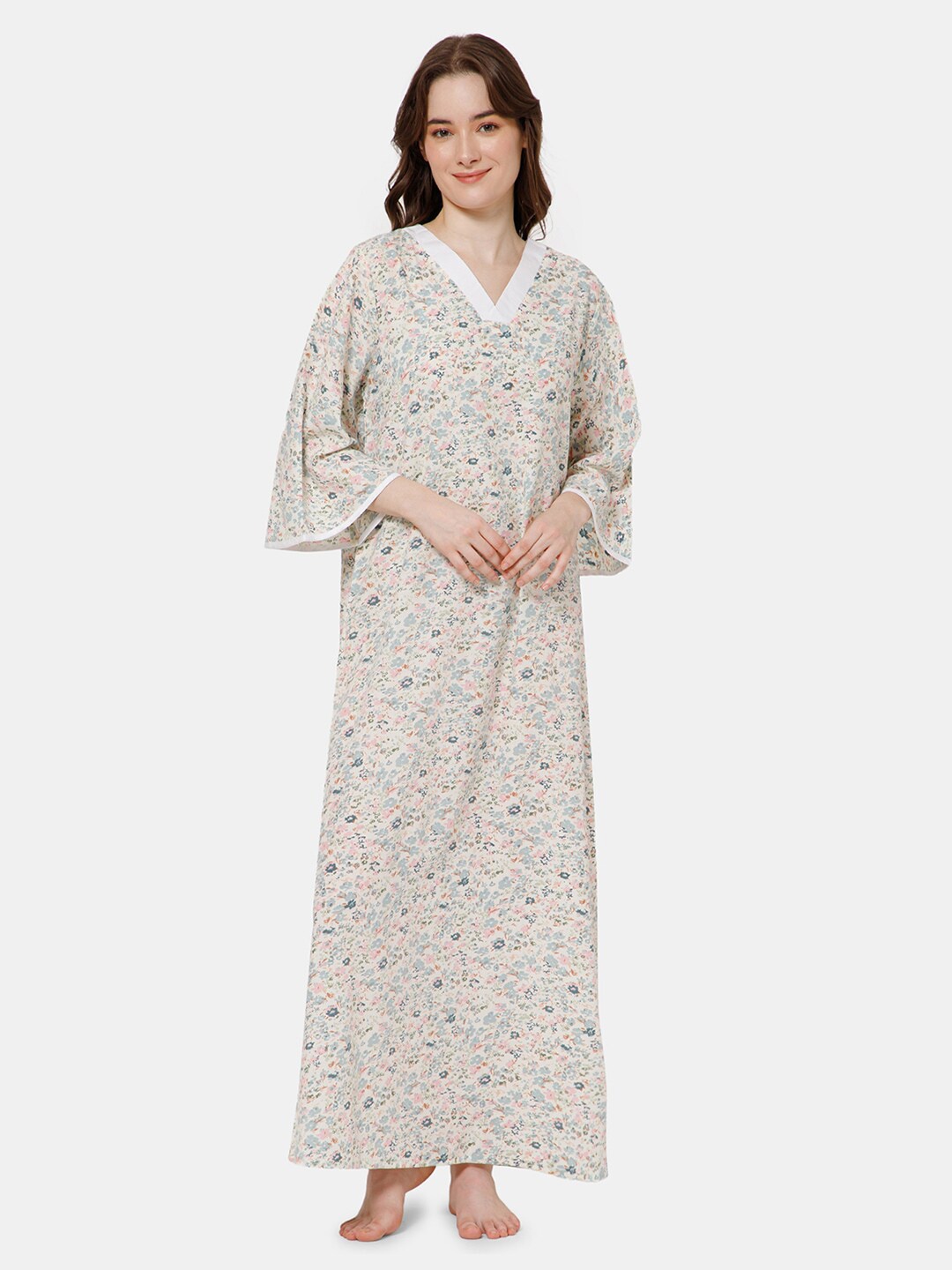 

NAIDU HALL Floral Printed Maxi Nightdress, Beige