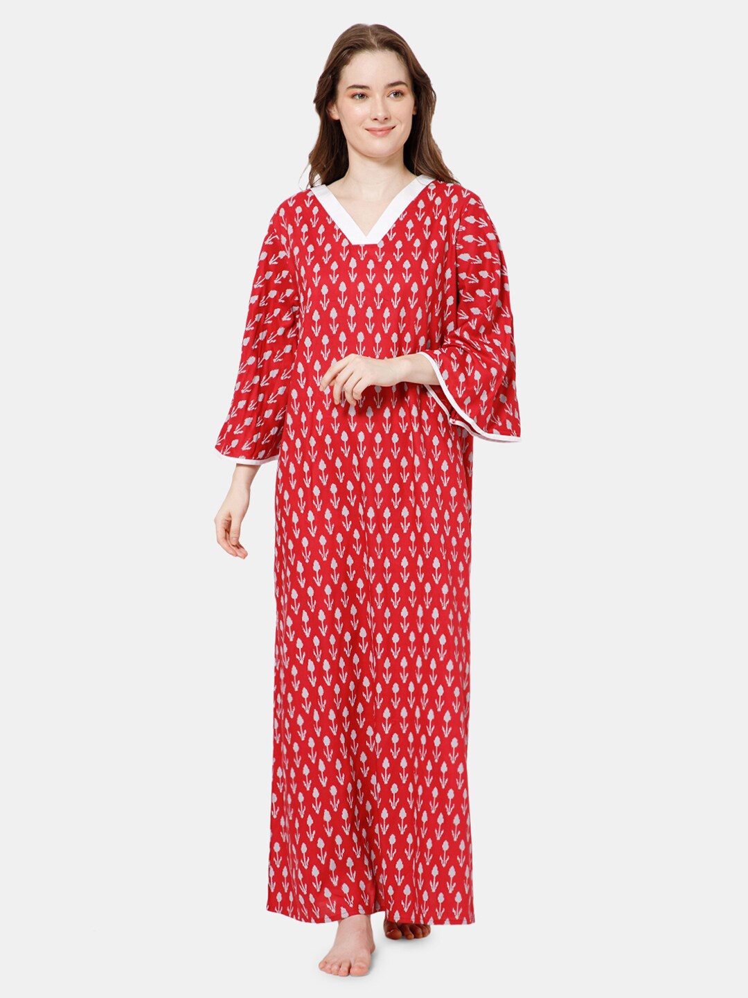 

NAIDU HALL Floral Printed Maxi Nightdress, Red