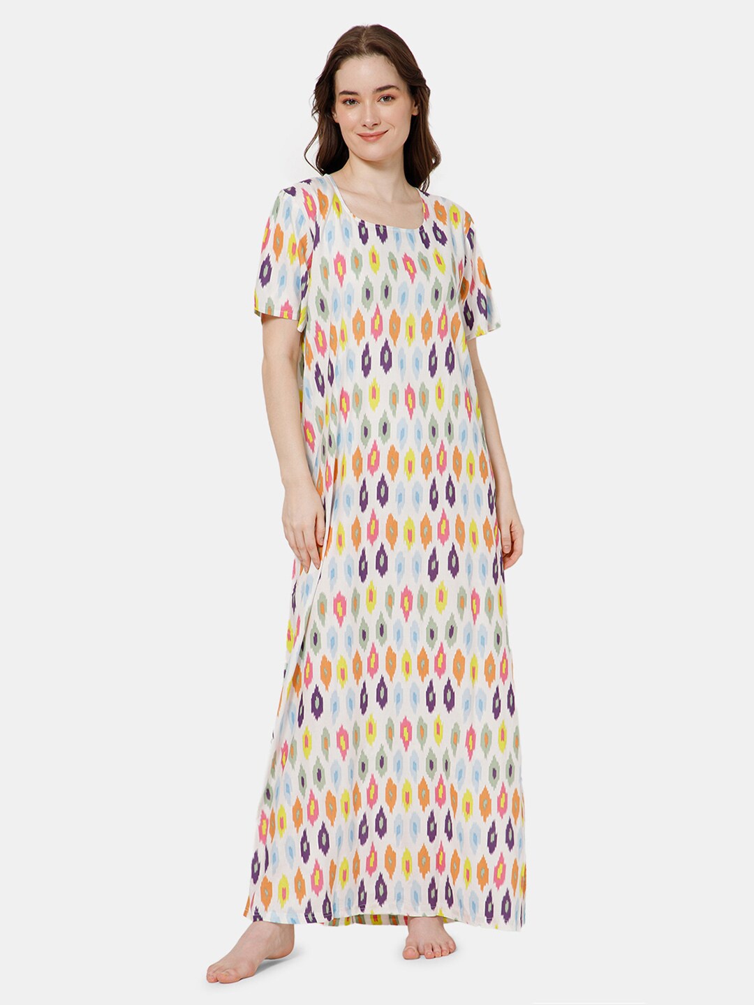 

NAIDU HALL Printed Maxi Nightdress, White