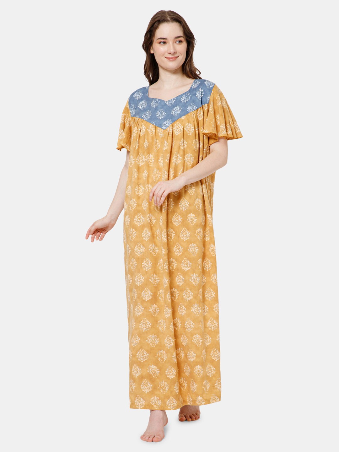 

NAIDU HALL Printed Maxi Nightdress, Yellow