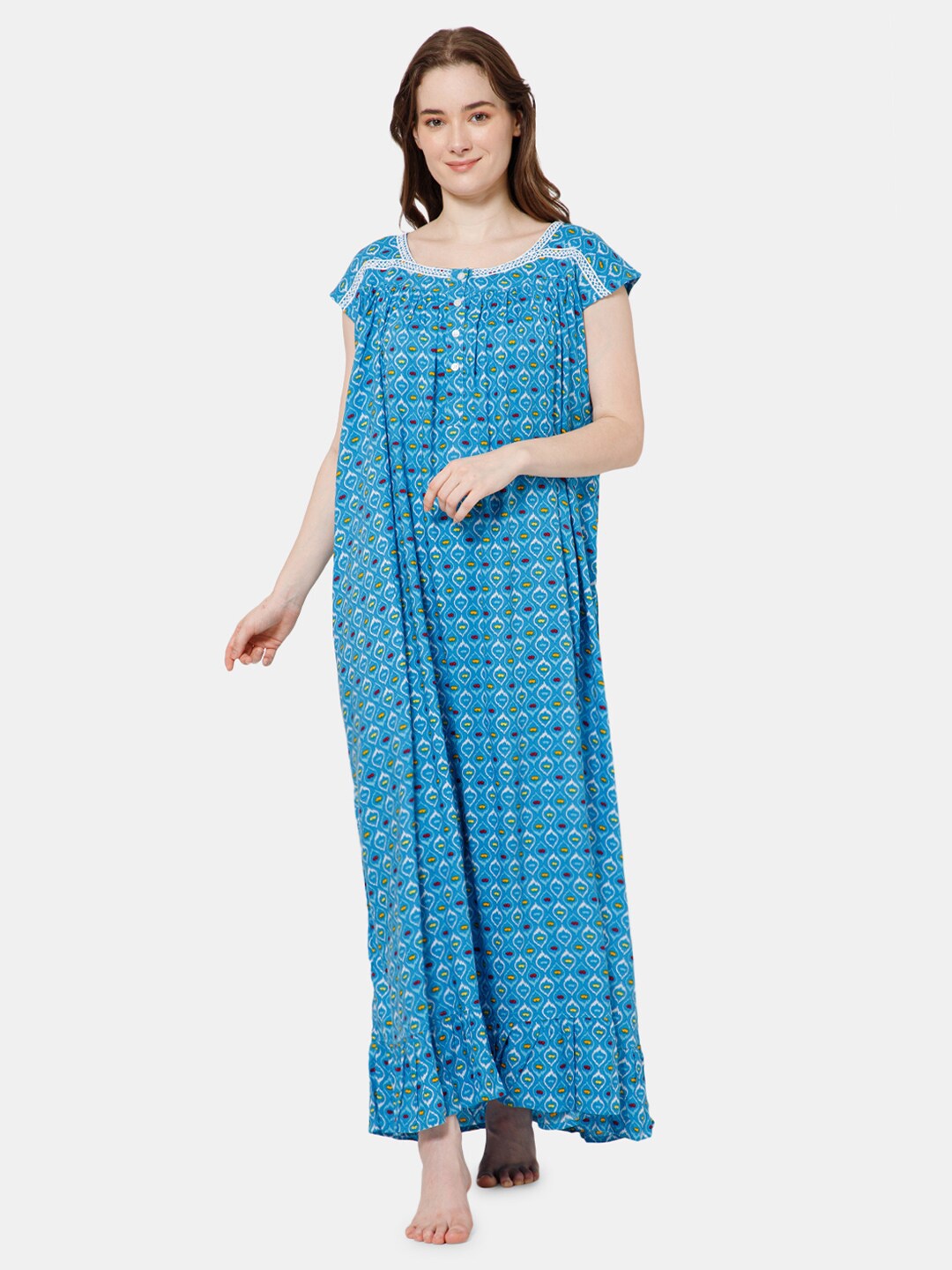 

NAIDU HALL Abstract Printed Maxi Nightdress, Blue