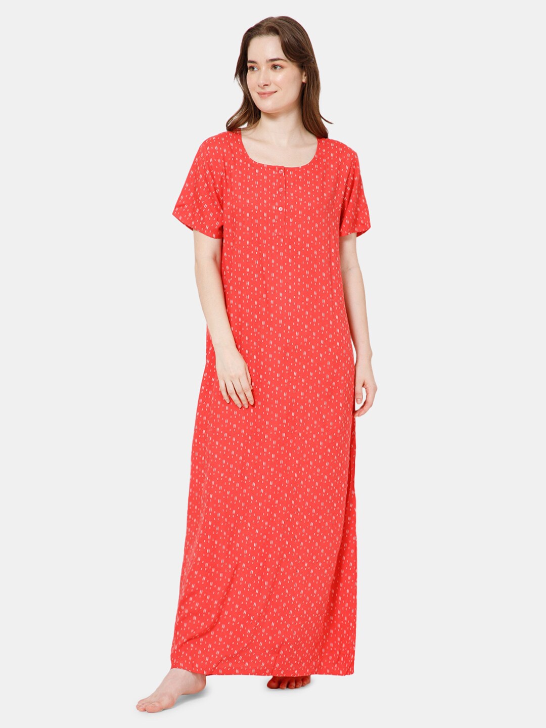 

NAIDU HALL Printed Maxi Nightdress, Coral