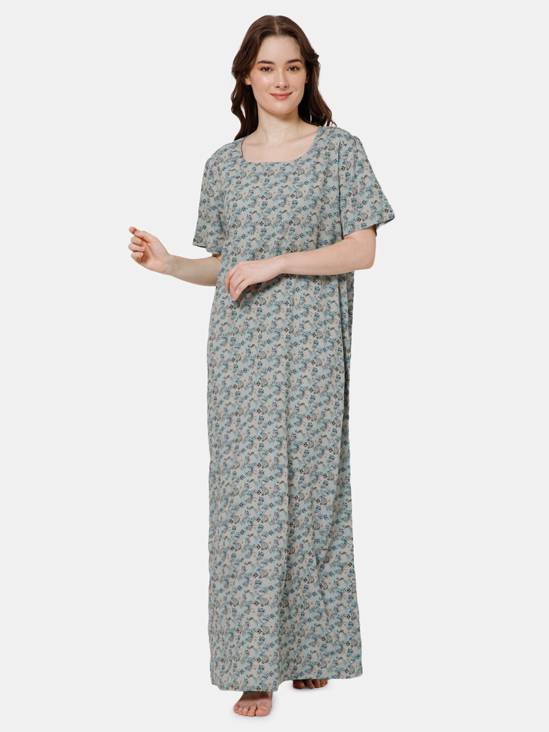 

NAIDU HALL Floral Printed Maxi Nightdress, Grey