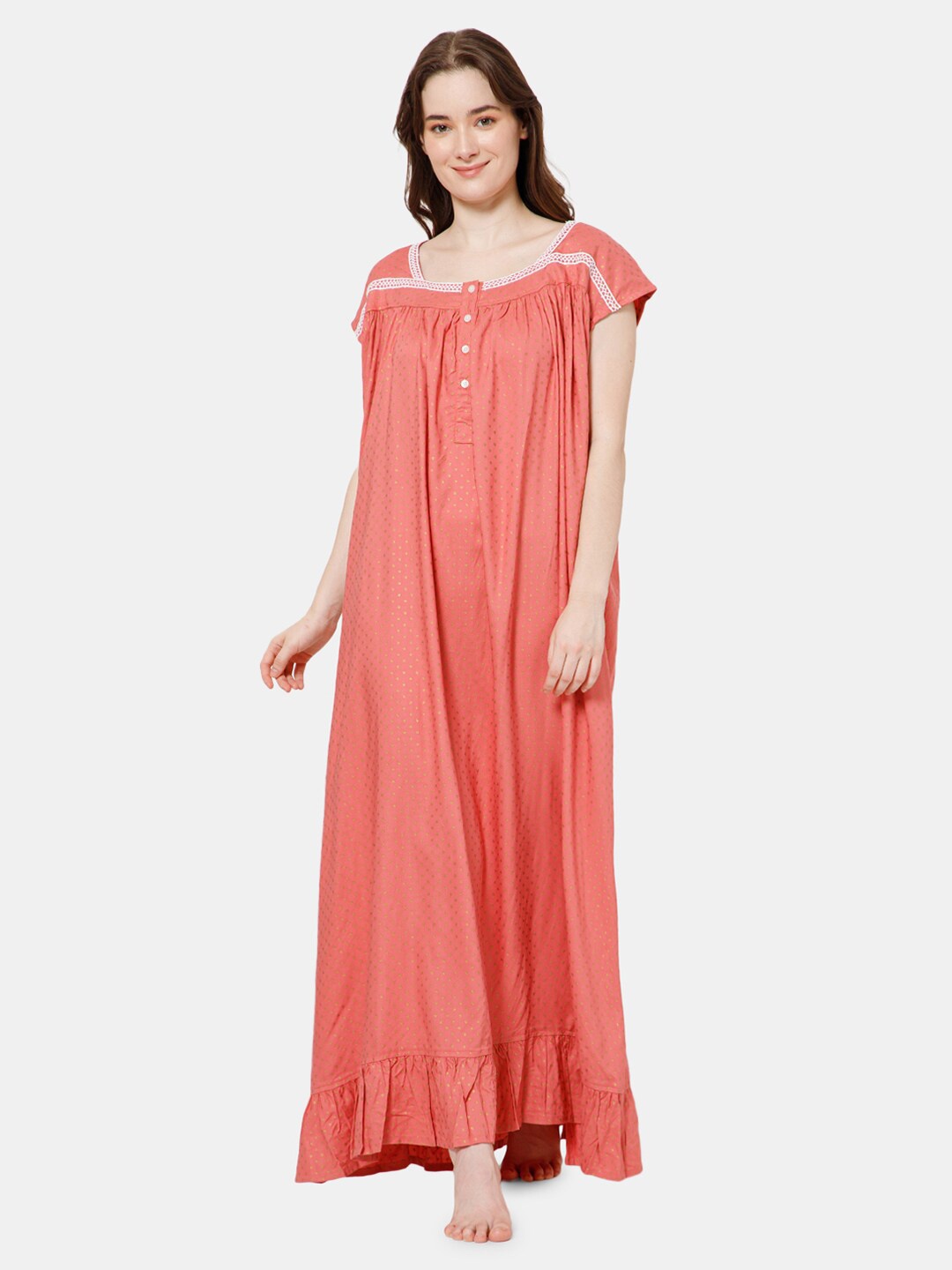 

NAIDU HALL Conversational Printed Square Neck Maxi Nightdress, Pink