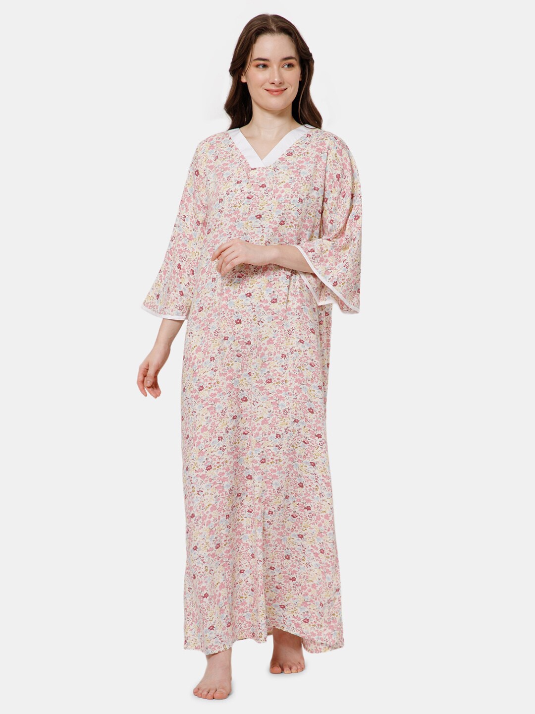 

NAIDU HALL Floral Printed V-Neck Maxi Nightdress, Pink