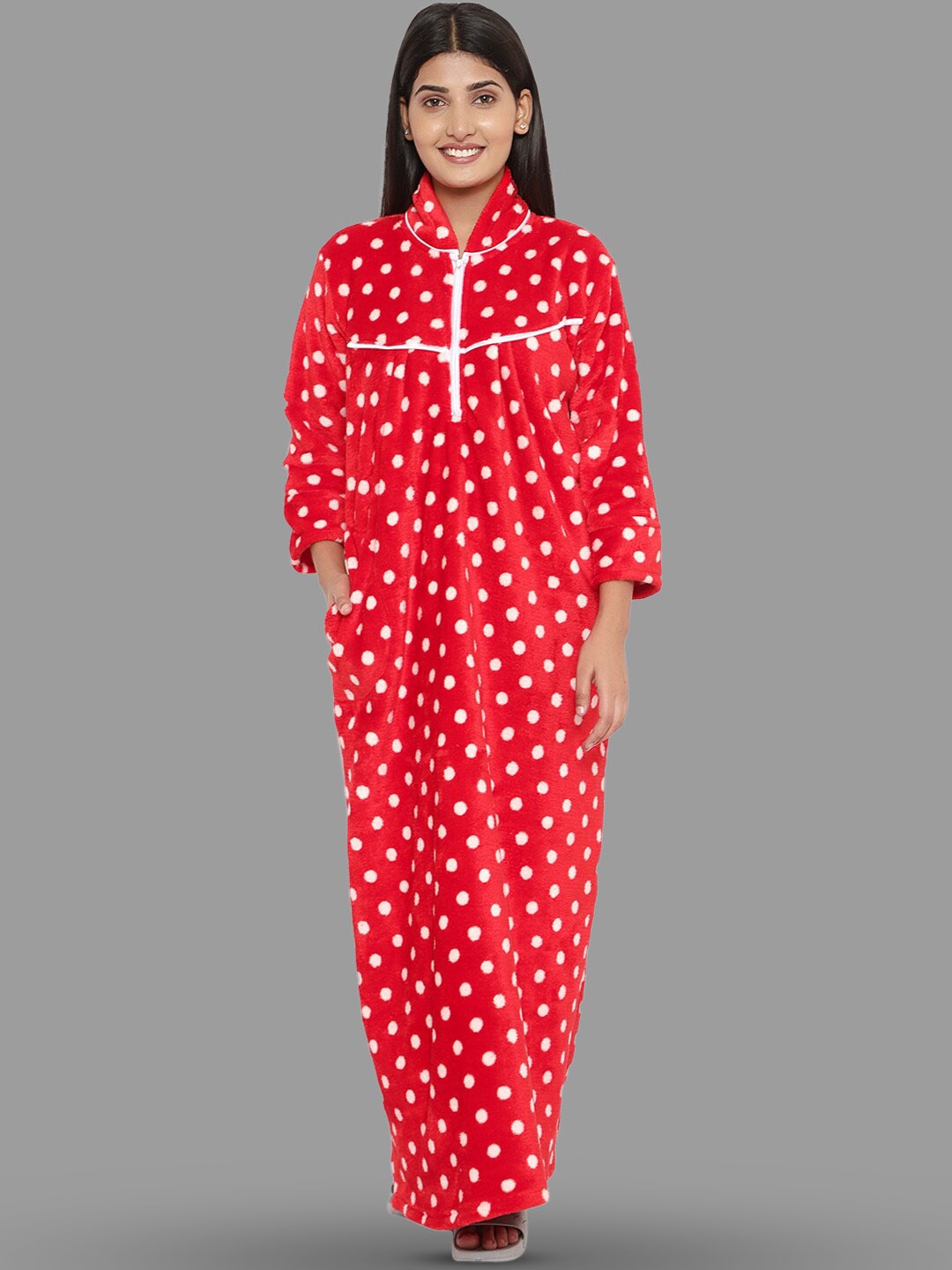 

PALIVAL Polka Dots Printed Maxi Nightdress, Red