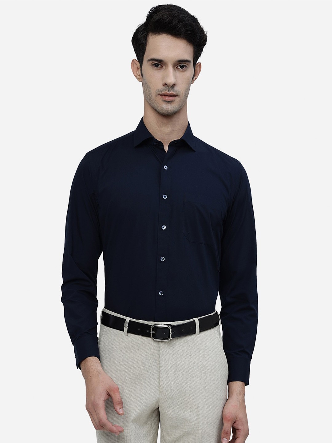 

Greenfibre Spread Collar Casual Shirt, Navy blue