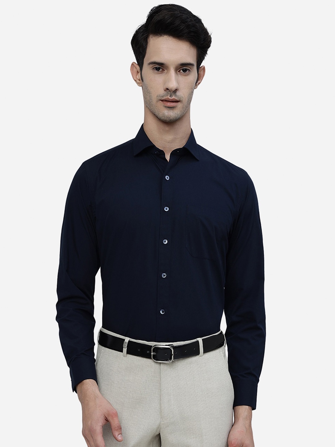 

Greenfibre Men Opaque Casual Shirt, Navy blue