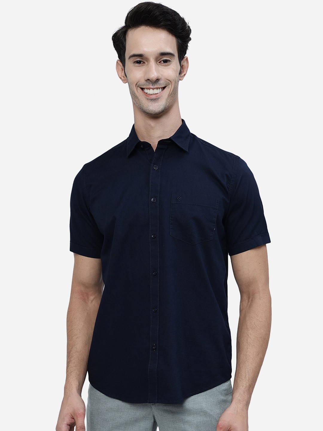 

Greenfibre Pure Cotton Casual Shirt, Navy blue