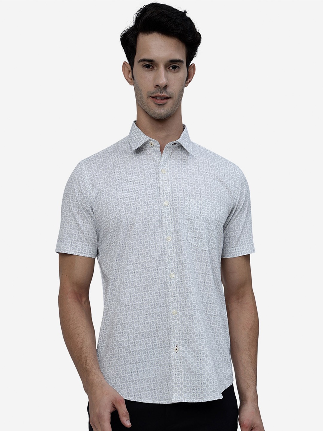 

Greenfibre Micro Ditsy Printed Pure Cotton Casual Shirt, White