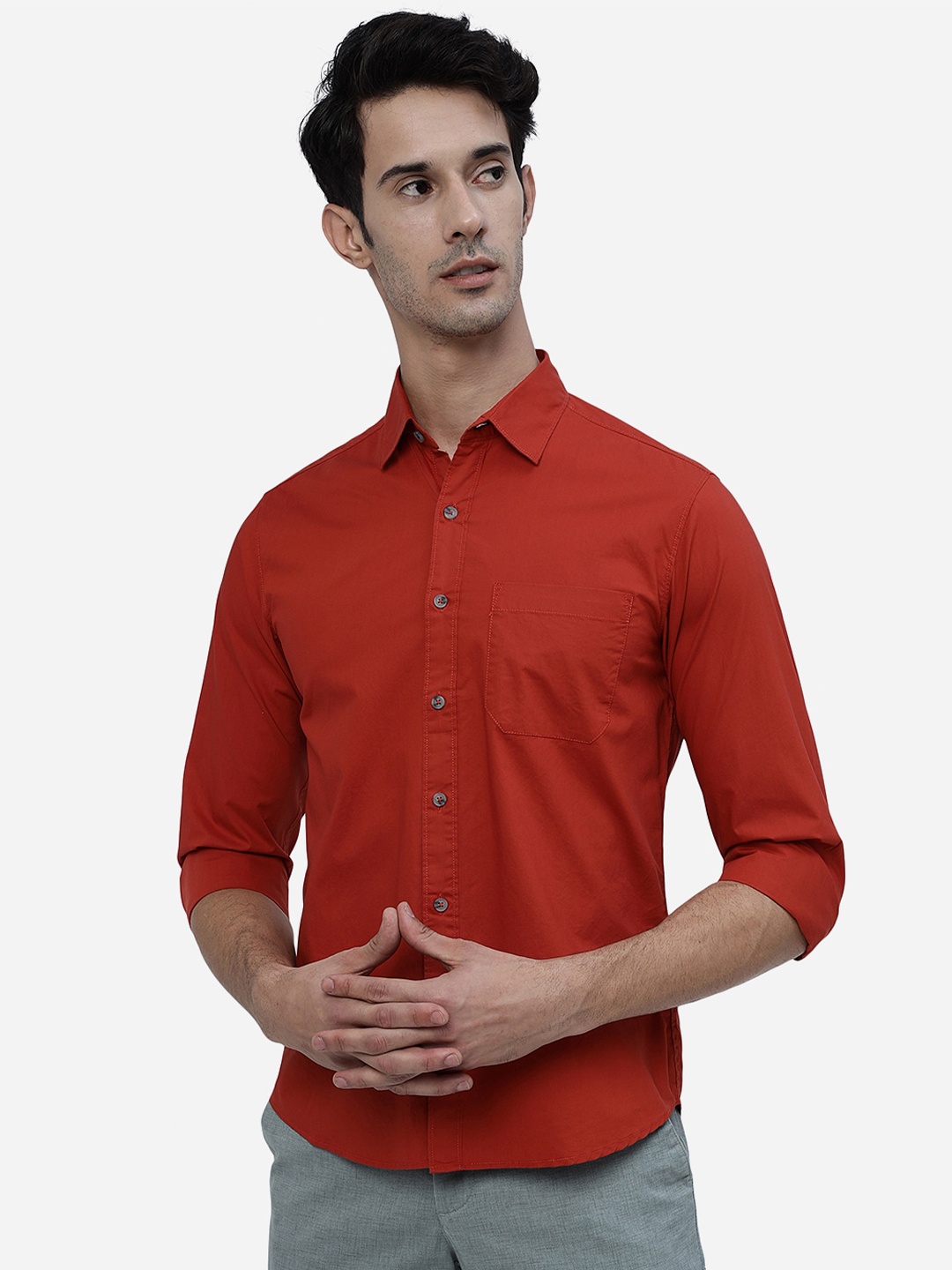 

Greenfibre Slim Fit Pure Cotton Casual Shirt, Red