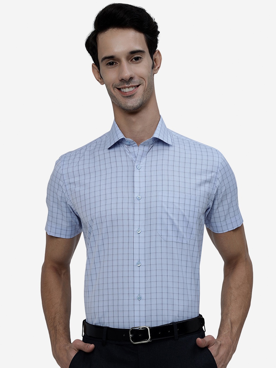 

Greenfibre Slim Fit Checked Formal Shirt, Blue