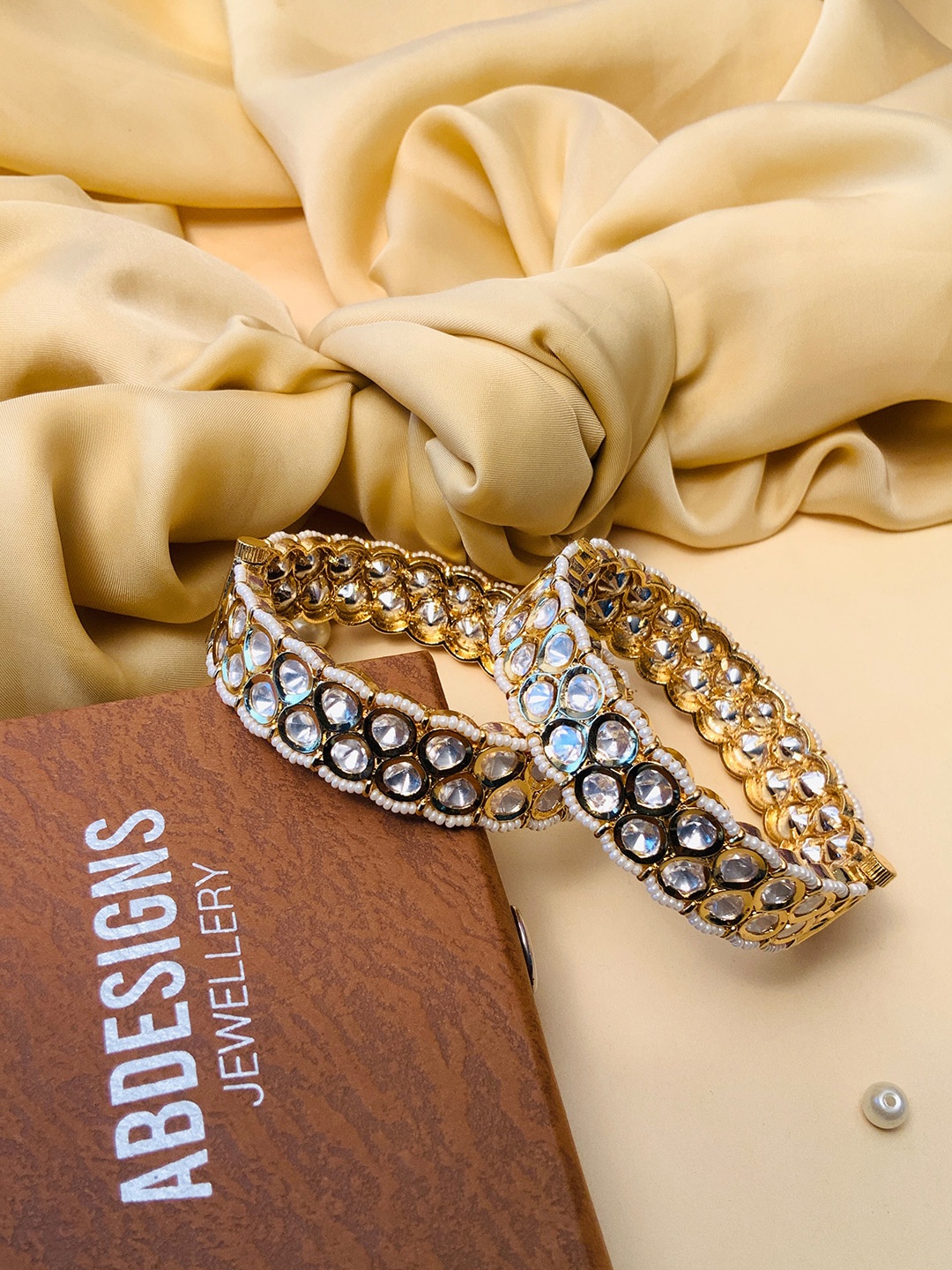 

ABDESIGNS Set Of 2 Gold-Plated & Stone-Studded Bangles