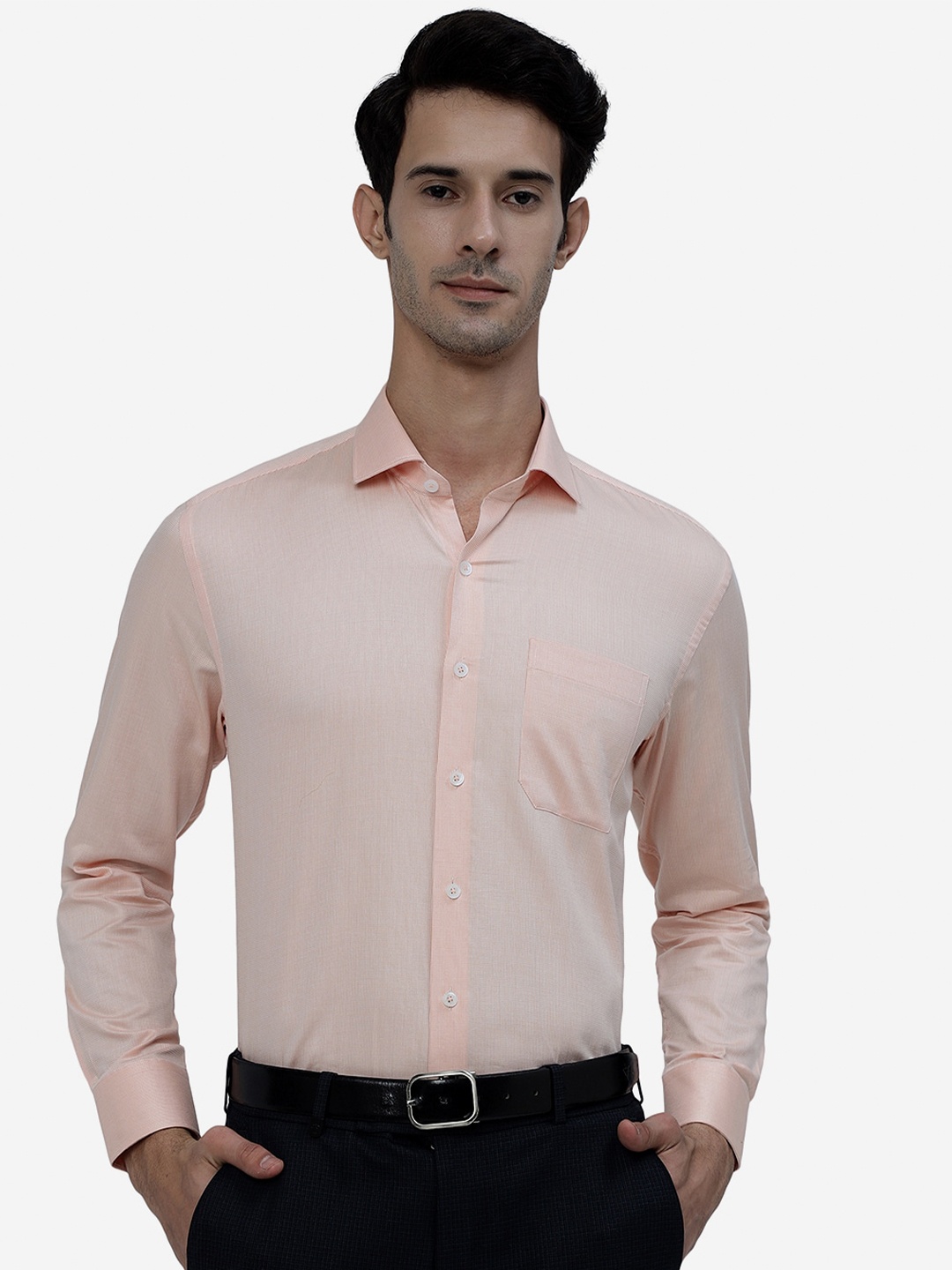 

JADE BLUE Opaque Pure Cotton Formal Shirt, Peach