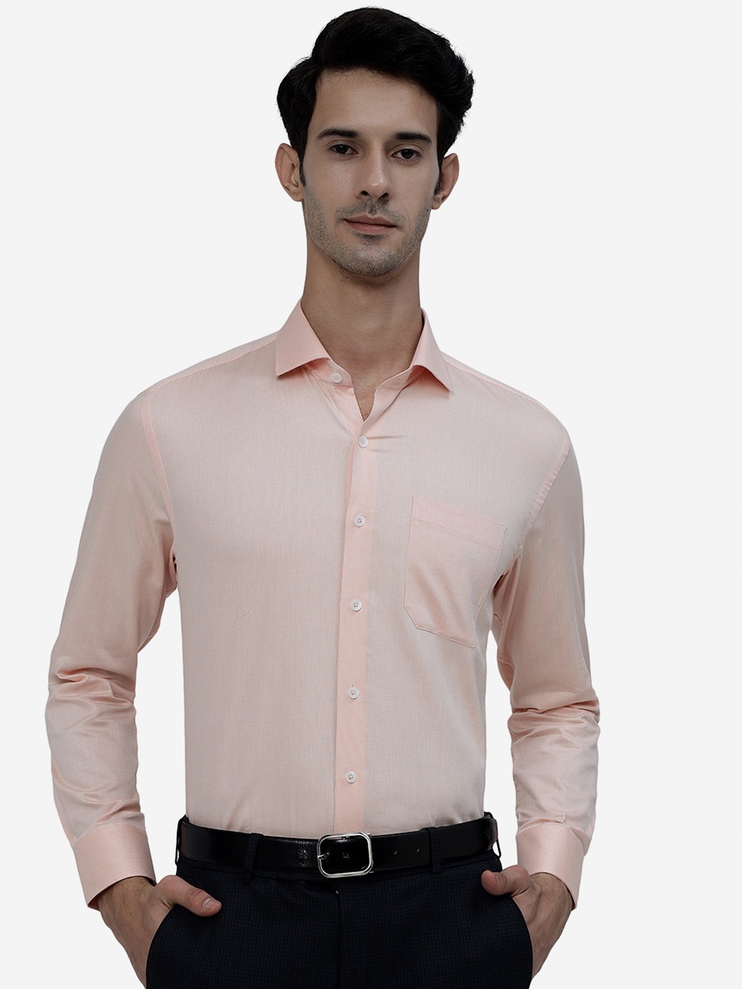 

JADE BLUE Opaque Pure Cotton Formal Shirt, Peach