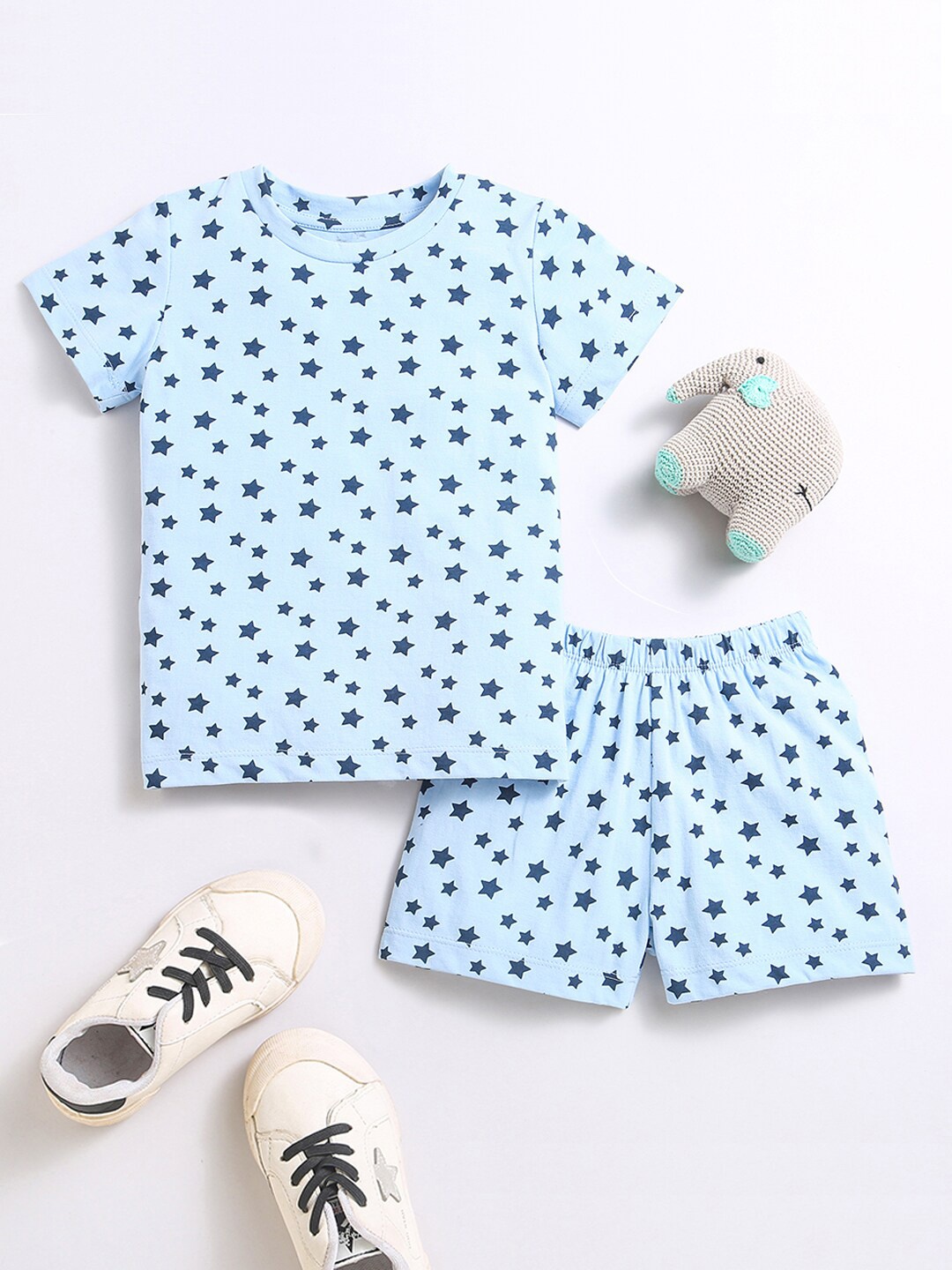 

Nino Bambino Boys Organic Cotton Printed T-shirt with Shorts, Blue