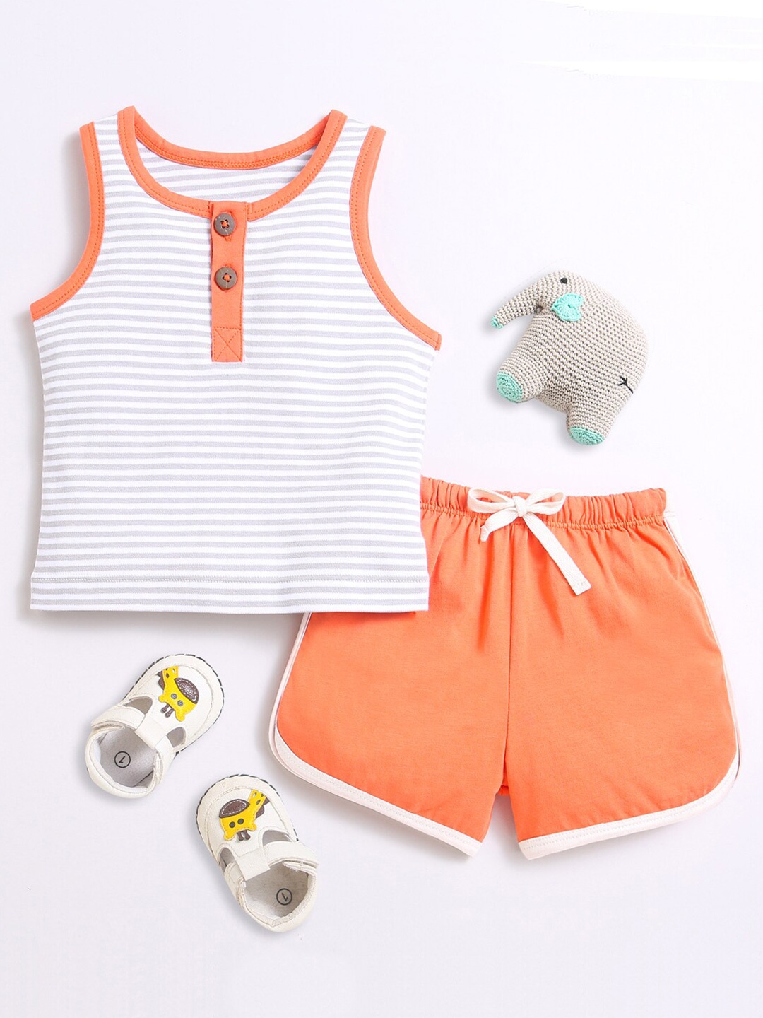 

Nino Bambino Kids Organic Cotton Striped Top with Shorts, White