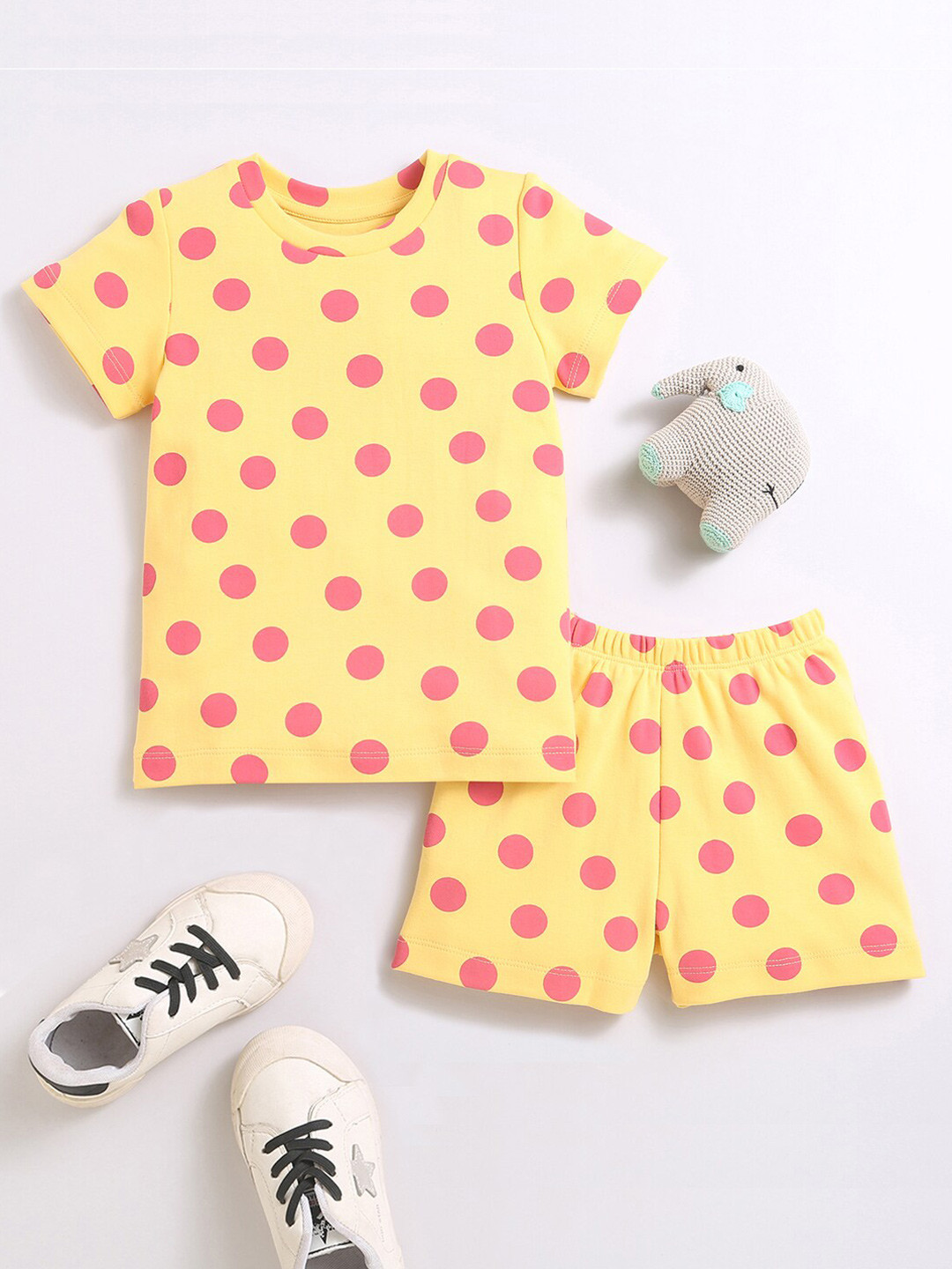 

Nino Bambino Girls Organic Cotton Printed T-shirt with Shorts, Yellow