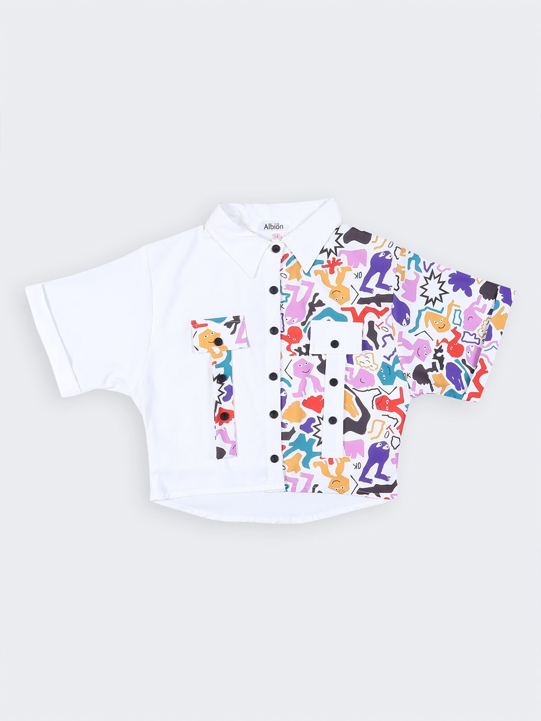 

Steele Girls Graphic Printed Boxy Fit Cotton Shirt Style Top, White