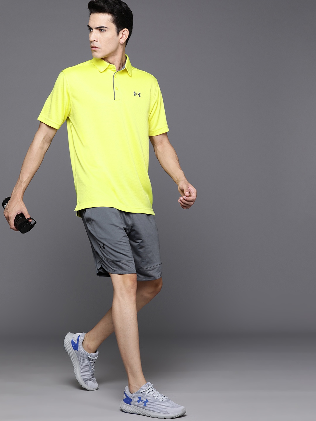 

UNDER ARMOUR Tech Polo Collar Moisture Wicking Training Loose T-shirt, Yellow