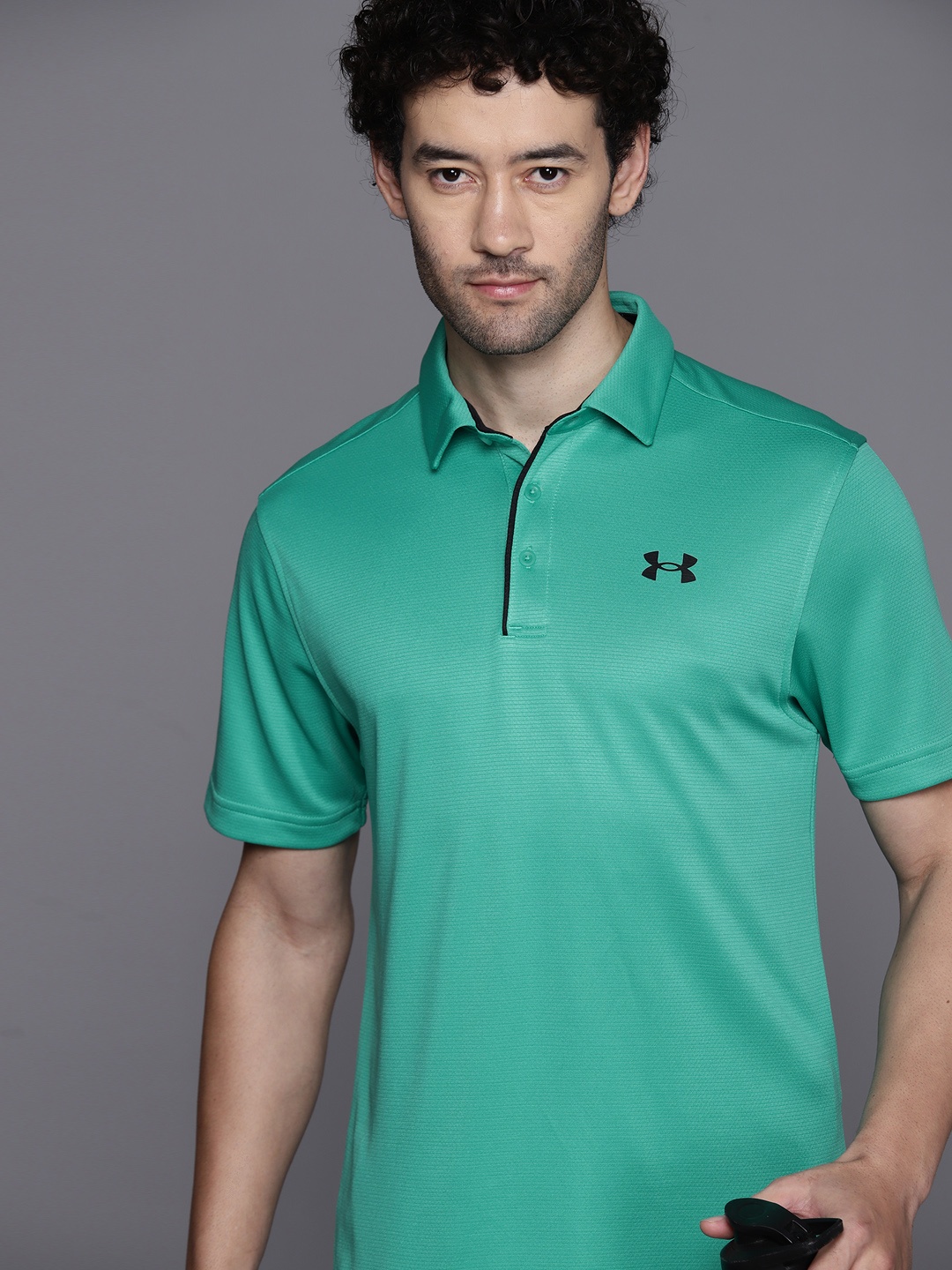 

UNDER ARMOUR Tech Polo Collar Moisture Wicking Training Loose T-shirt, Green
