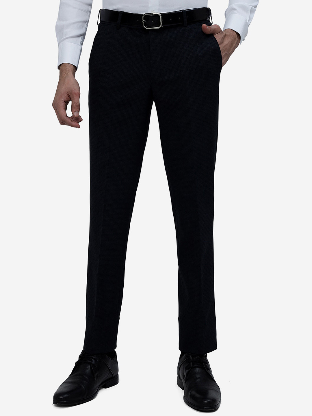 

JB STUDIO Men Slim Fit Formal Trousers, Blue