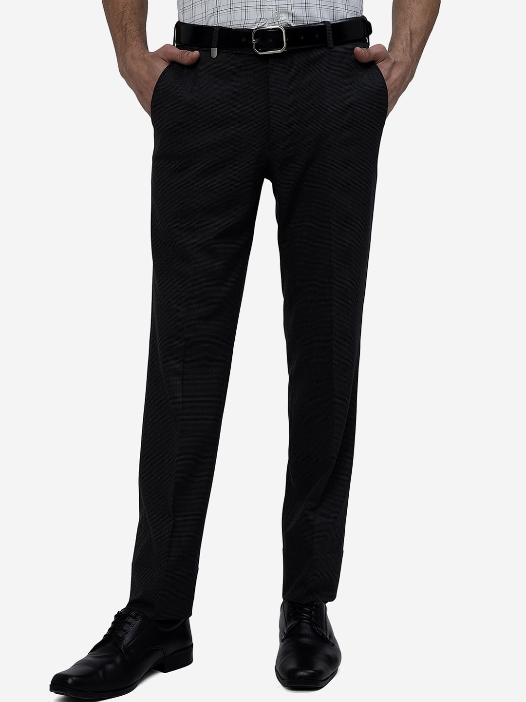 

JB STUDIO Men Mid Rise Formal Trousers, Black