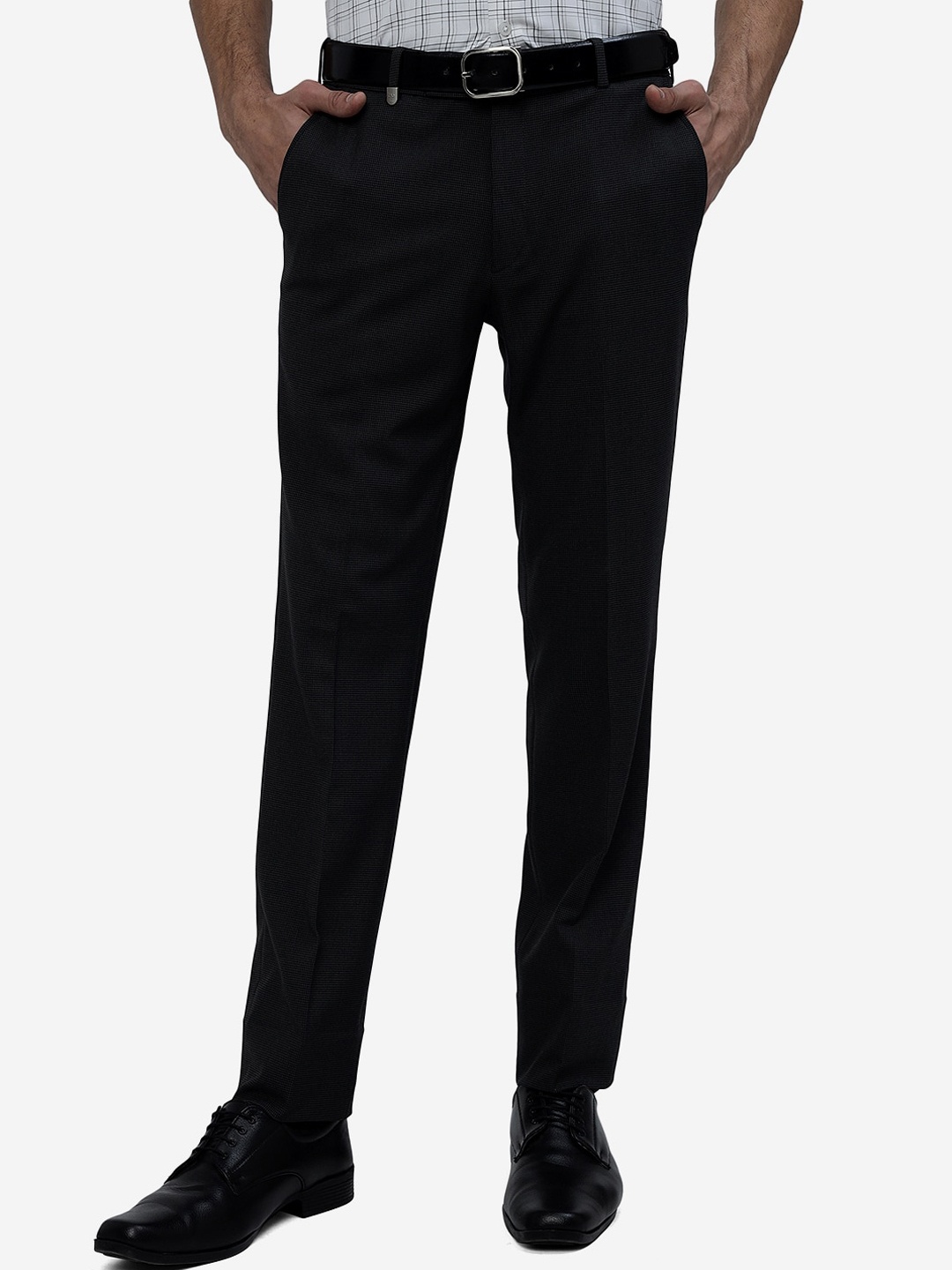 

JB STUDIO Men Mid Rise Formal Trousers, Black