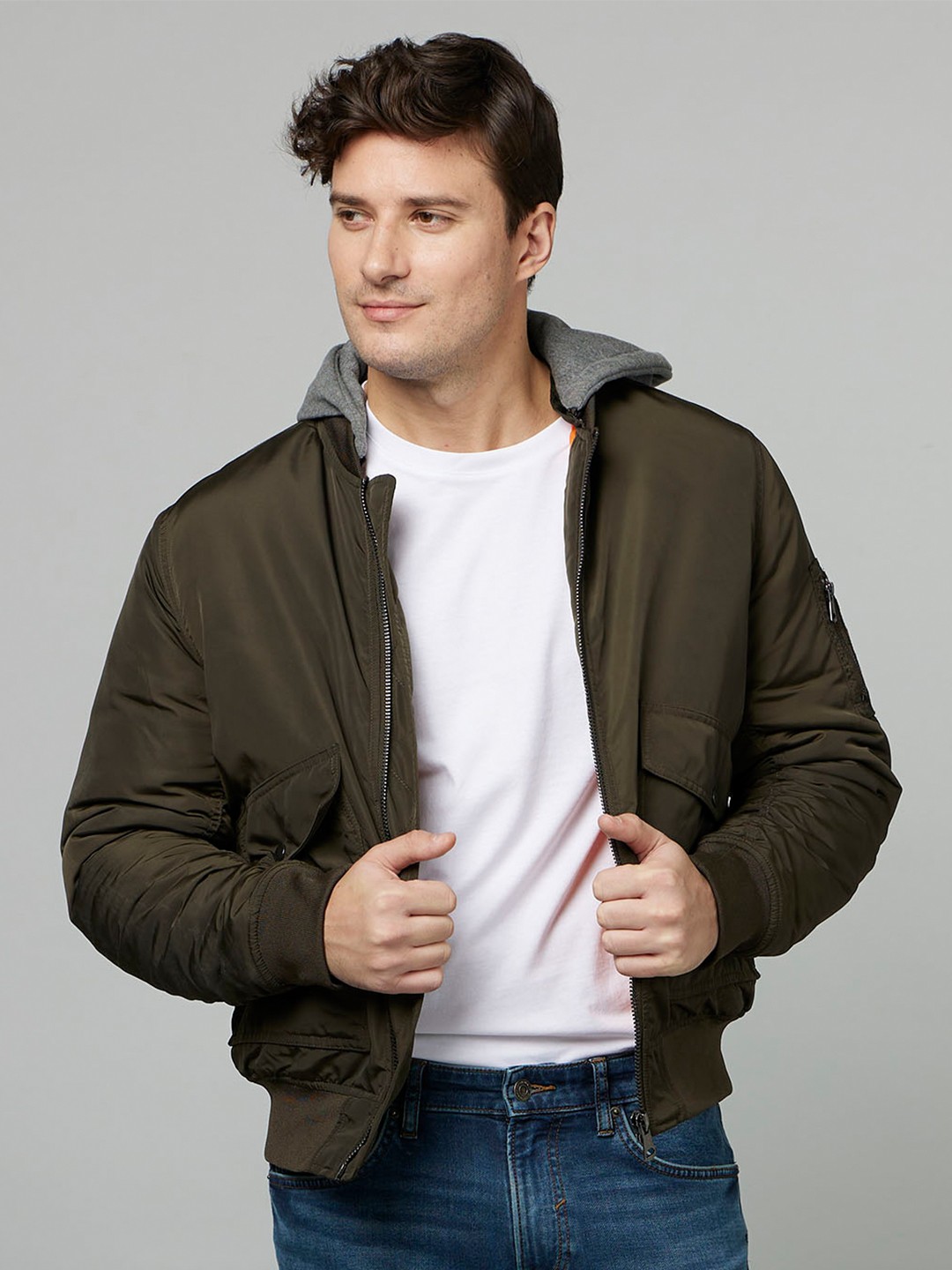 

Celio Hooded Bomber Jacket, Olive