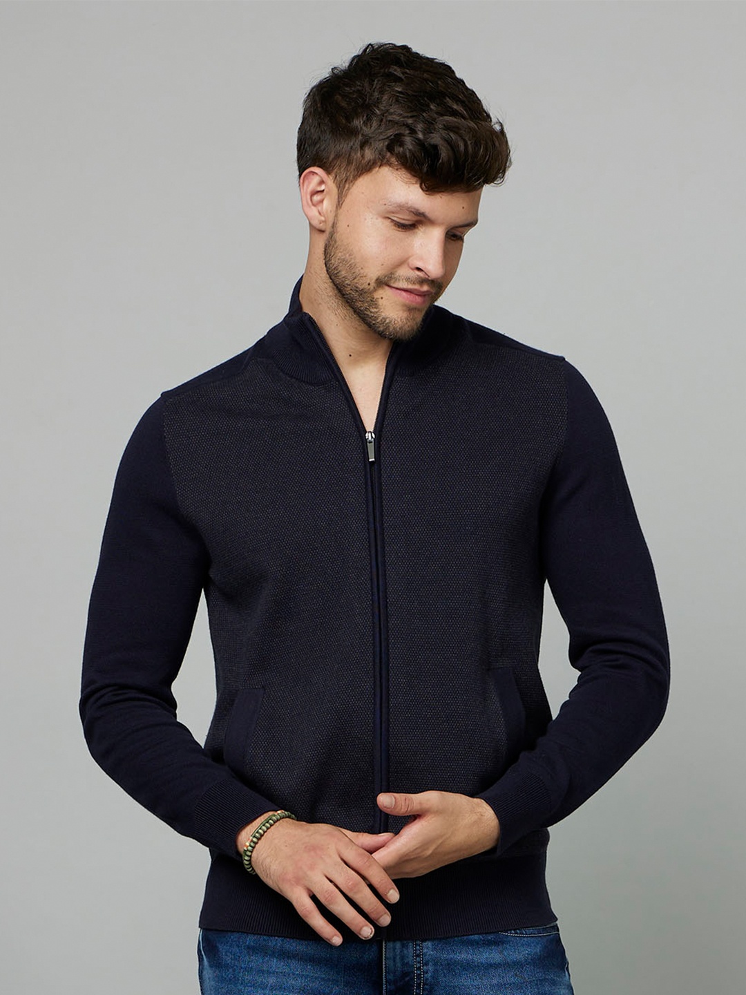 

Celio Stand Collar Tailored Jacket, Navy blue