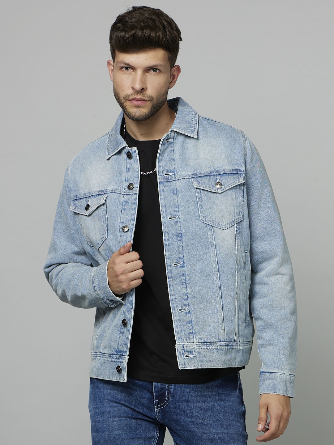 

Celio Washed Cotton Denim Jacket, Blue