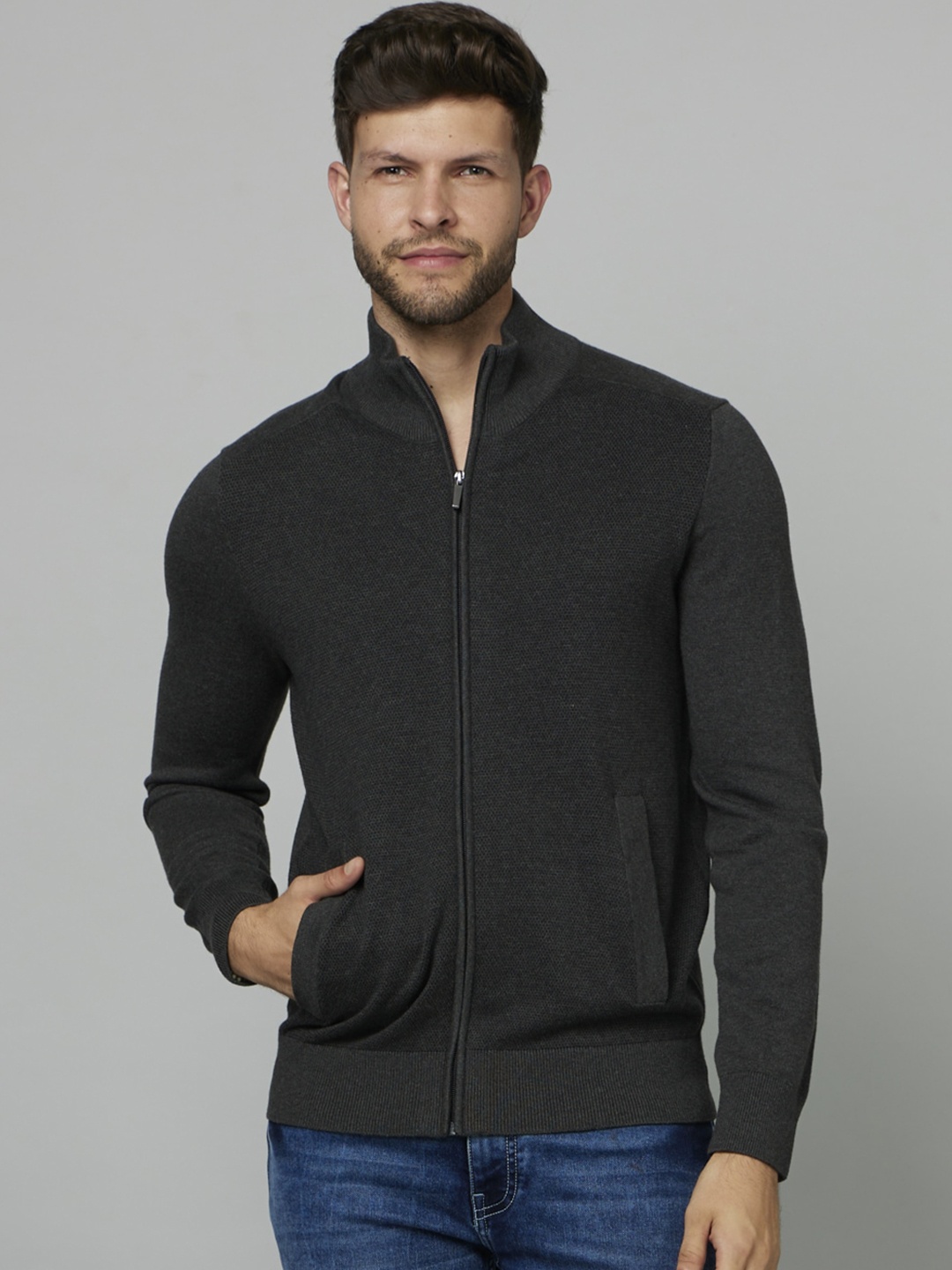 

Celio Mock Collar Cotton Sporty Jacket, Charcoal