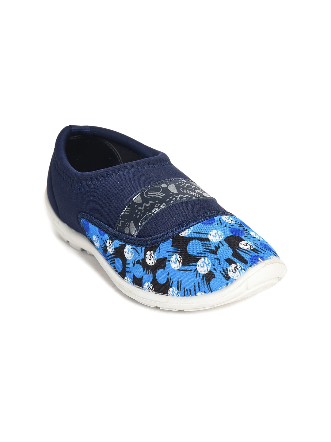 

Ajanta Women Printed Lightweight Memory Foam Insole Contrast Sole Slip-On Sneakers, Blue