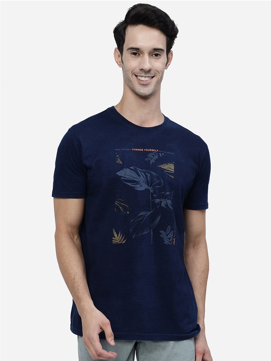 

JADE BLUE Graphic Printed Slim Fit Cotton T-Shirt