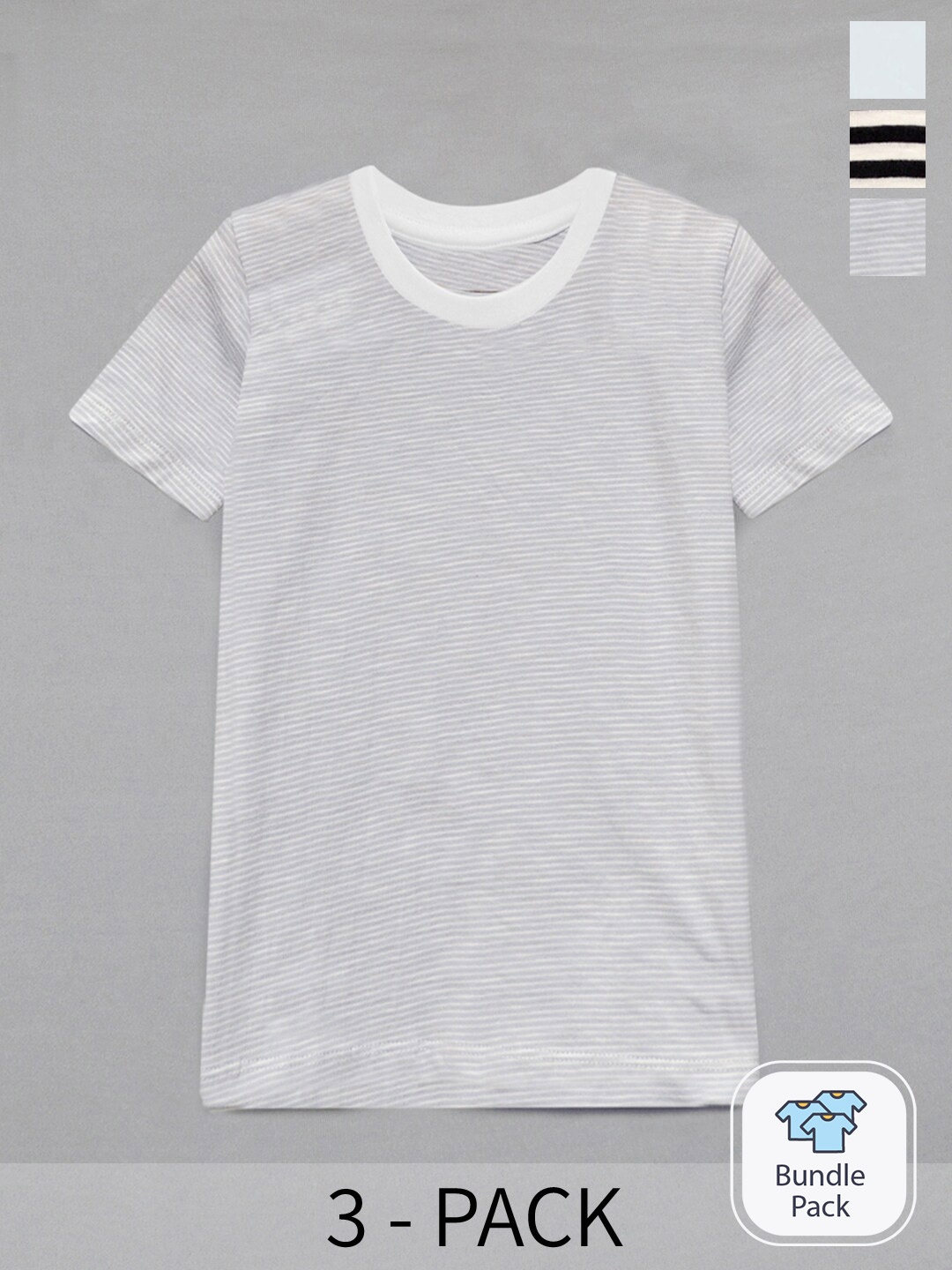 

A.T.U.N. Boys Pack of 3 Striped T-shirt, Grey