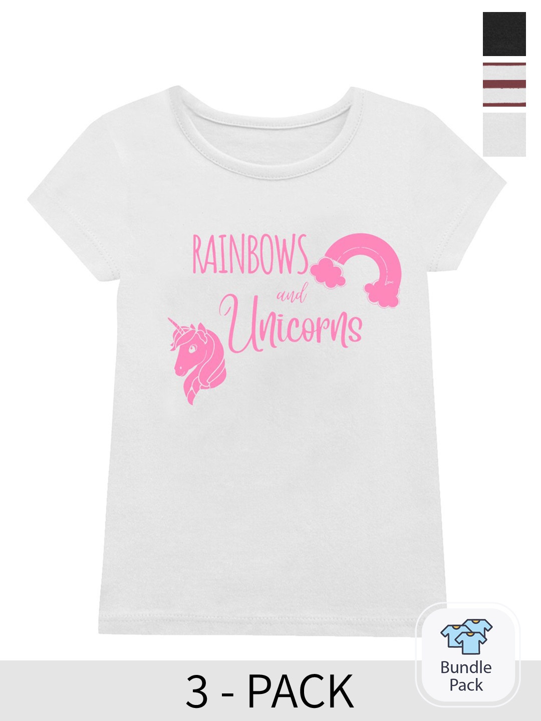 

A.T.U.N. Girls Pack of 3 Printed T-shirt, White